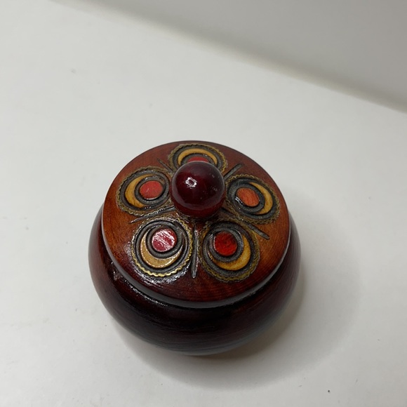 Trinket box Antique handmade Turned and carved Wood storage memory box ash urn - Picture 2 of 7